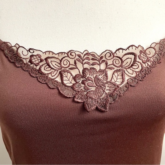 Vintage Y2K 90's Vanity Fair Lace Trim Brown Camisole Tank Top NEW Deadstock - Picture 2 of 7